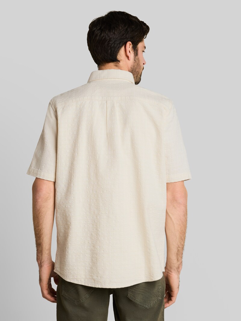 Tom Tailor Comfort Fit Kurzarmhemd aus Baumwolle - Gardenia White