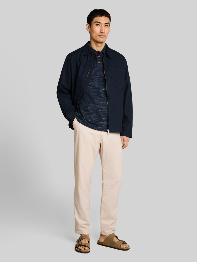 Tom Tailor Piqué Poloshirt in Melange-Optik - Navy Tonal Spacedye