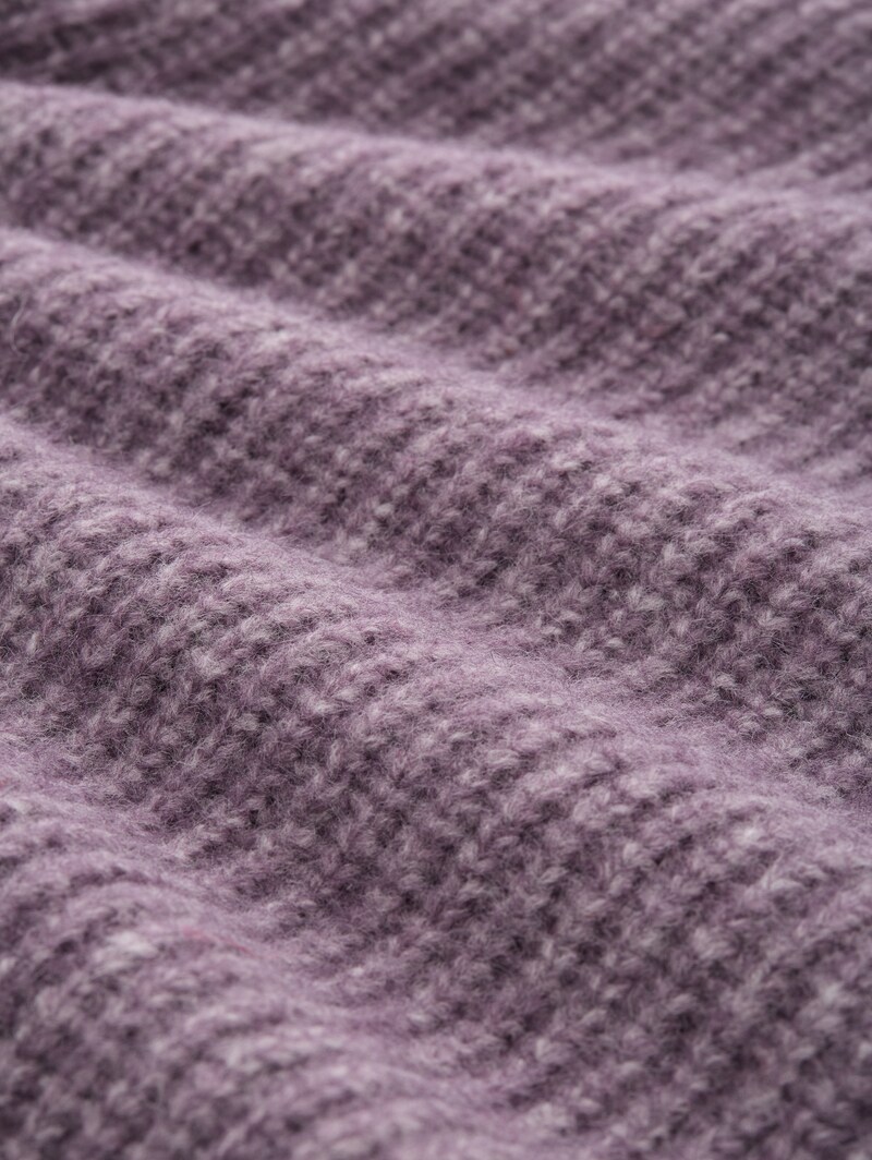 Tom Tailor Relaxed Fit Strickpullover mit Stehkragen - Dark Lavender Melange