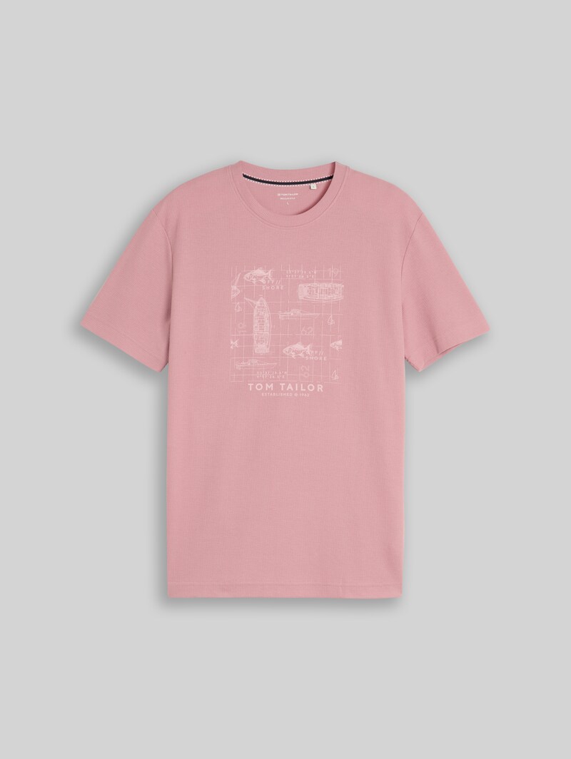 Tom Tailor T-Shirt mit Waffelstruktur - Dusty Rose