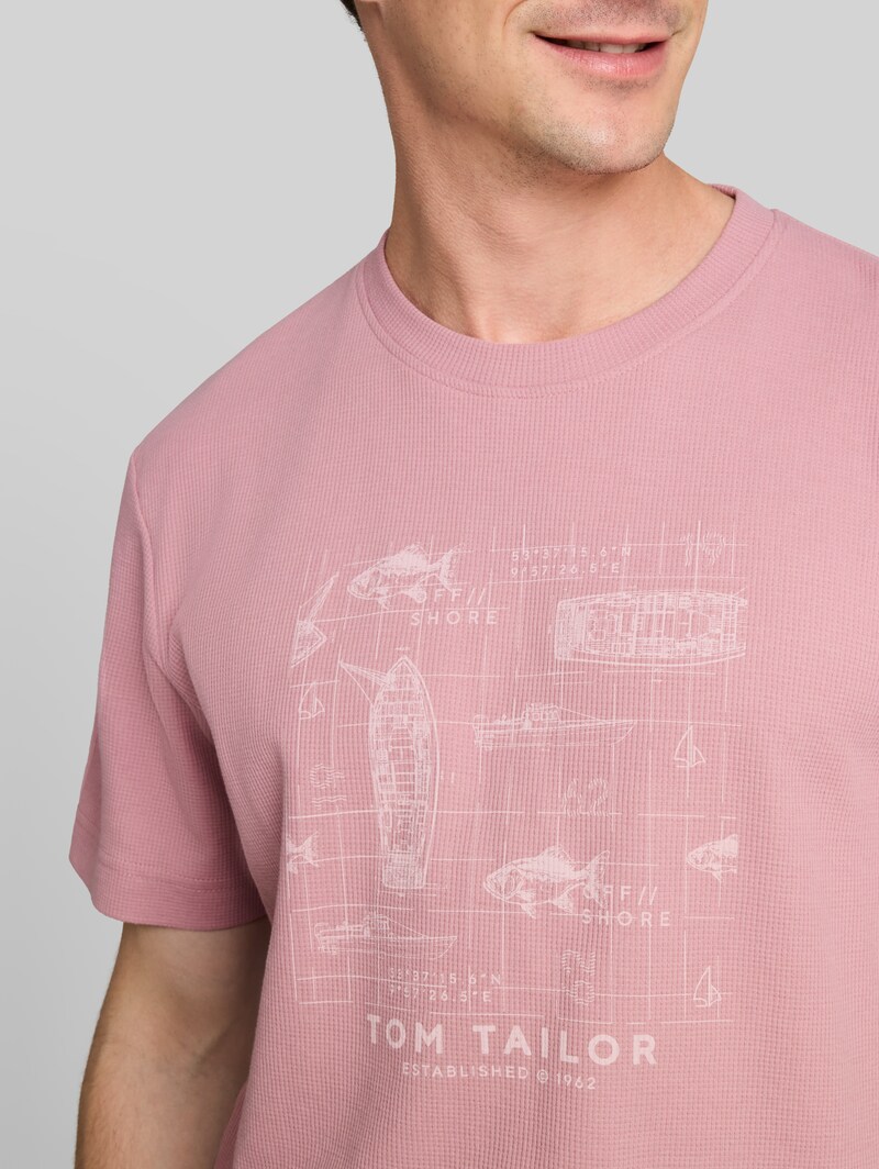 Tom Tailor T-Shirt mit Waffelstruktur - Dusty Rose