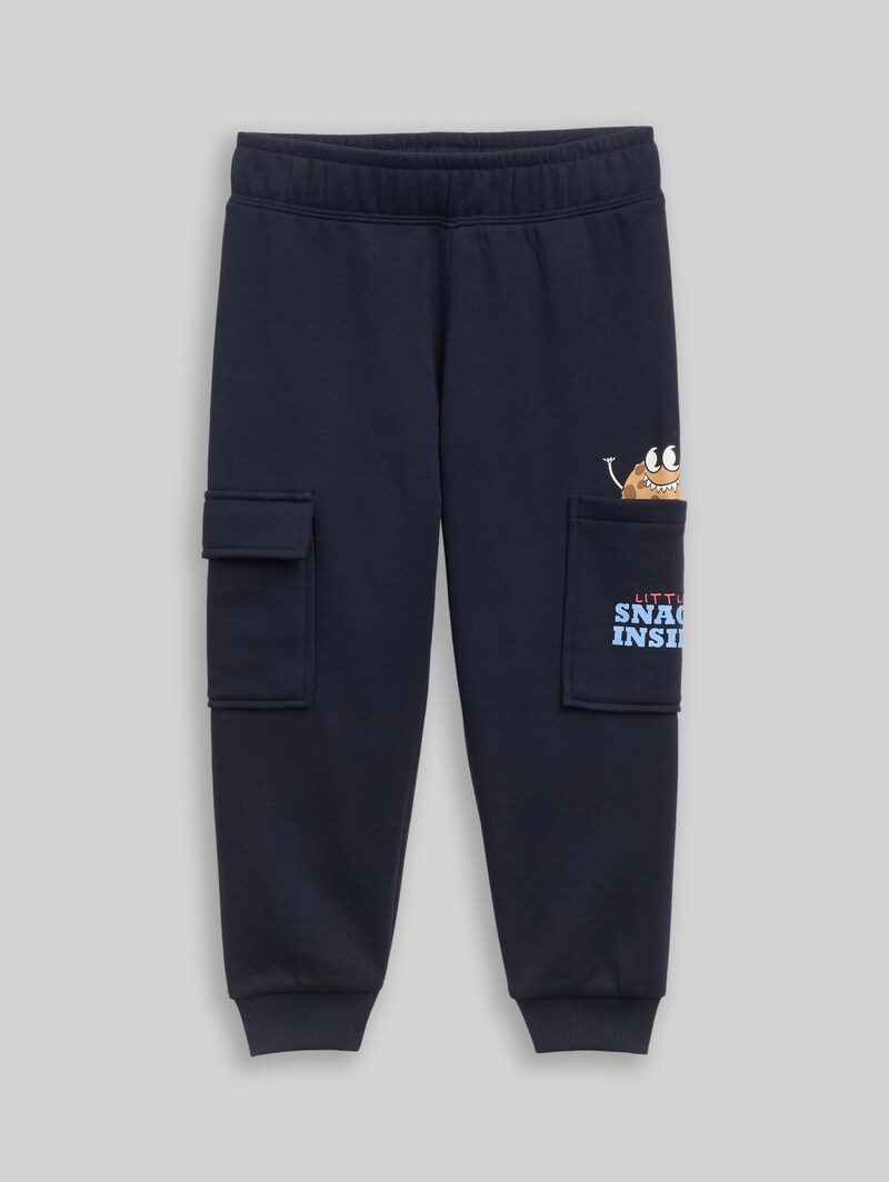 Tom Tailor Cargo Jogginghose mit Print - Sky Captain Blue