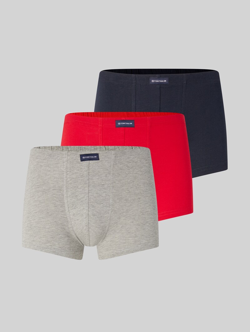 Tom Tailor Kurze Boxershorts im 3er-Pack - Melange-red-navy