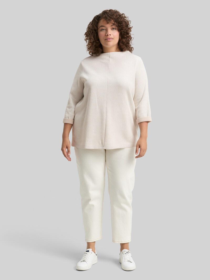 Tom Tailor Plus Size - Sweatshirt mit Stehkragen - Sand Stone Beige Melange