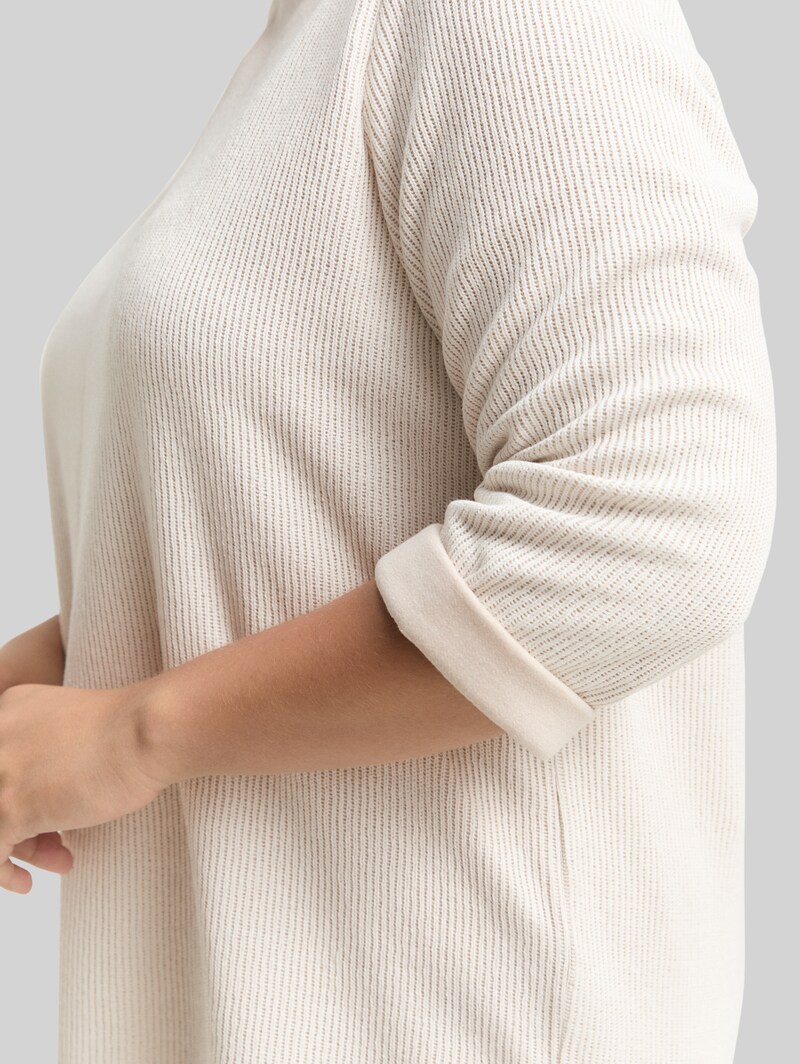Tom Tailor Plus Size - Sweatshirt mit Stehkragen - Sand Stone Beige Melange