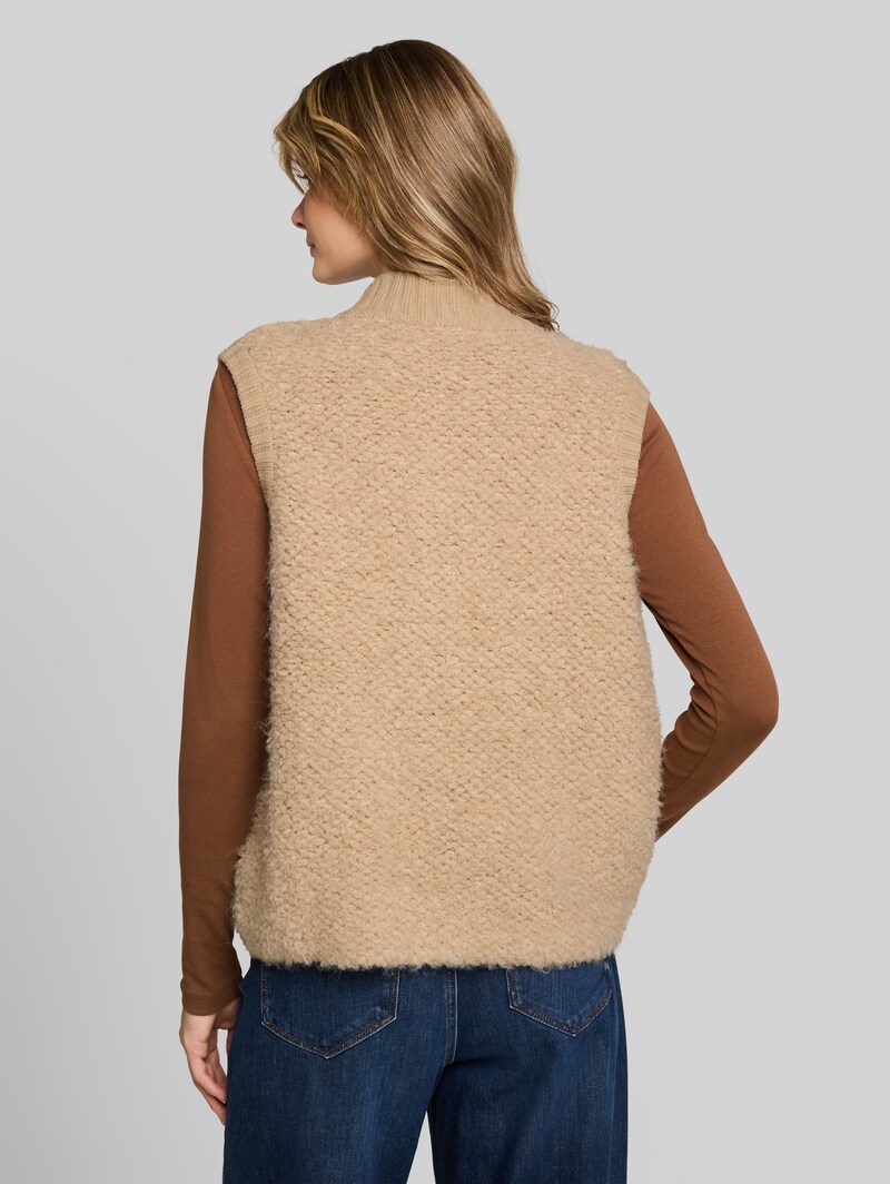 Tom Tailor Bouclé Pullunder mit Reißverschluss - Gravel Beige Melange