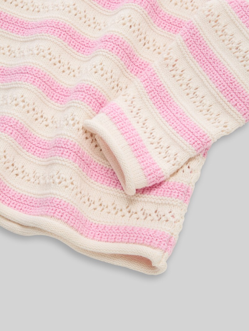 Tom Tailor Cropped Strickpullover mit Streifenmuster - Light Rose Stripe