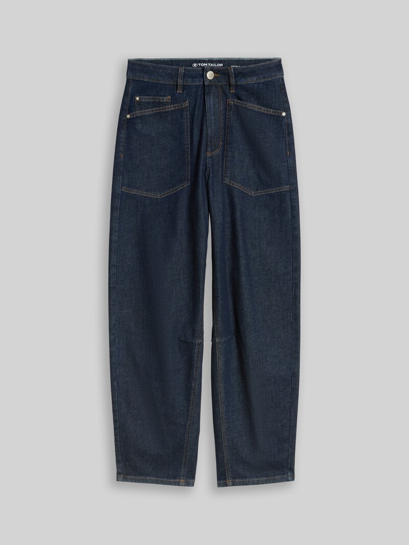 Tom Tailor TTCELIA BARREL Jeans mit aufgesetzten Taschen - Rinsed Blue Denim