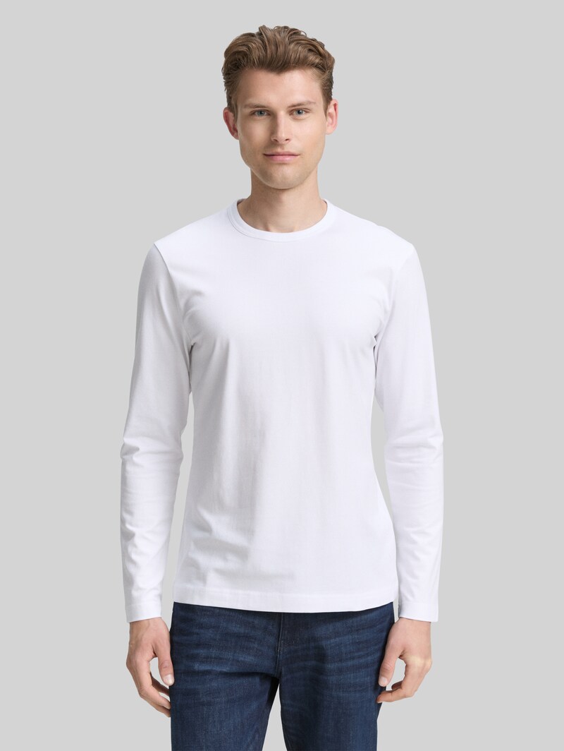 Tom Tailor Slim Fit Langarmshirt mit Stretch - White Tom Tailor Slim Fit Langarmshirt mit Stretch - White