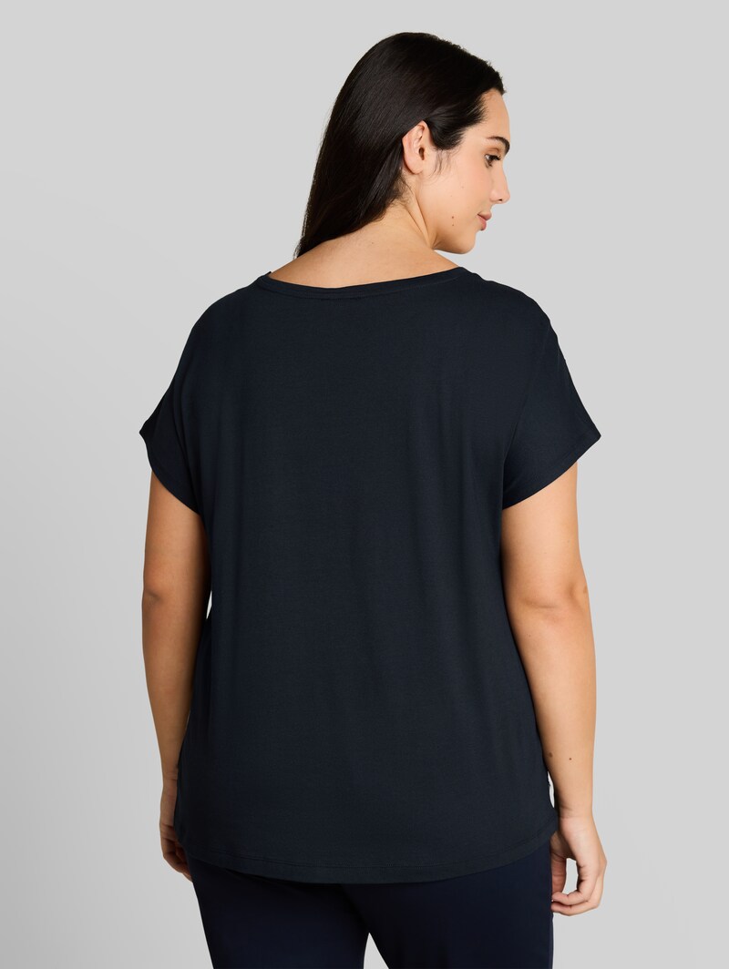 Tom Tailor Plus Size - T-Shirt im Material-Mix - Big Navy Ginkgo