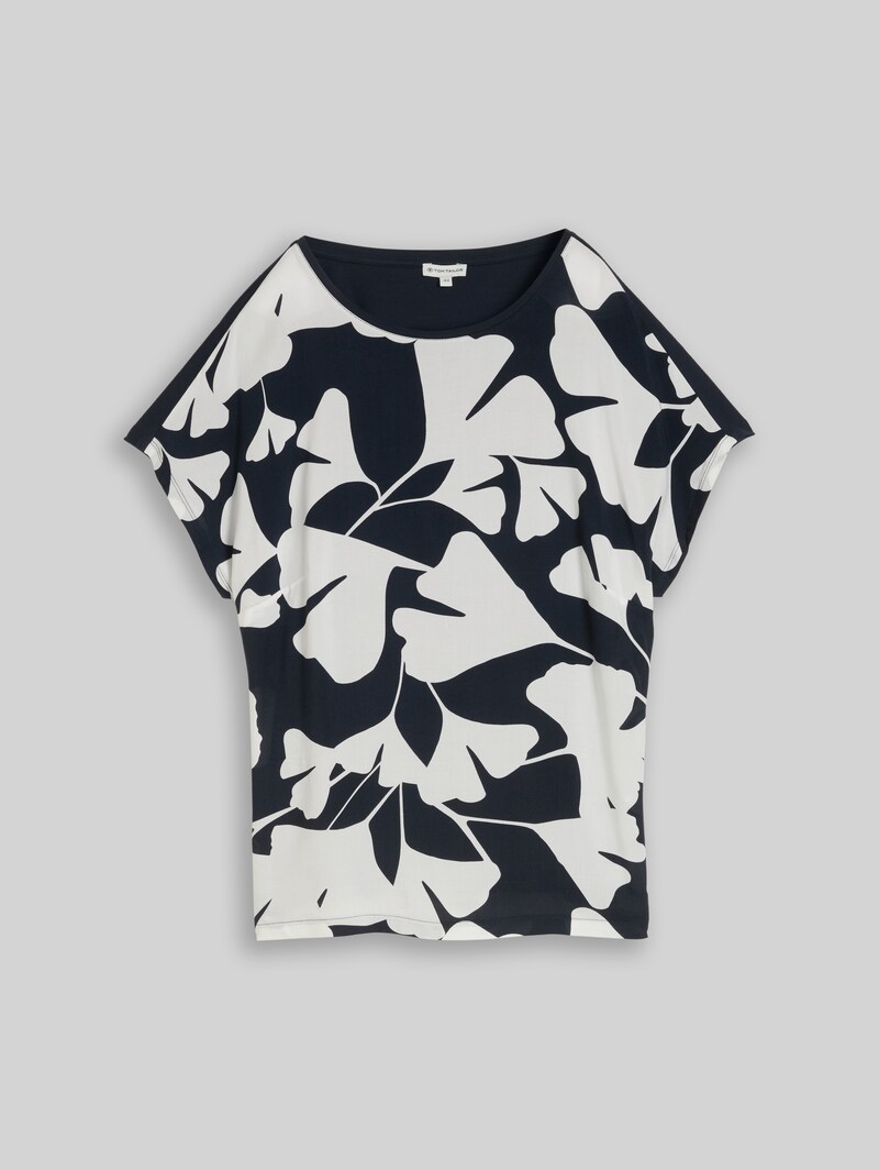 Tom Tailor Plus Size - T-Shirt im Material-Mix - Big Navy Ginkgo