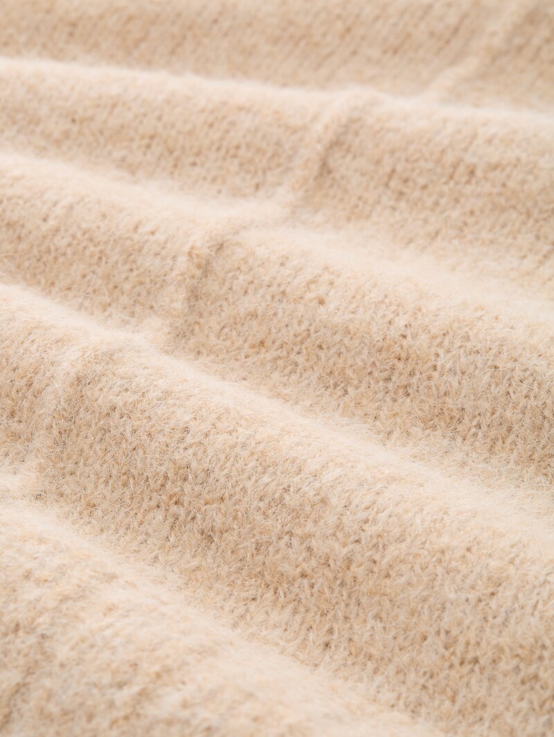 Tom Tailor Oversize Strickpullover mit Wollanteil - Sand Stone Beige Melange