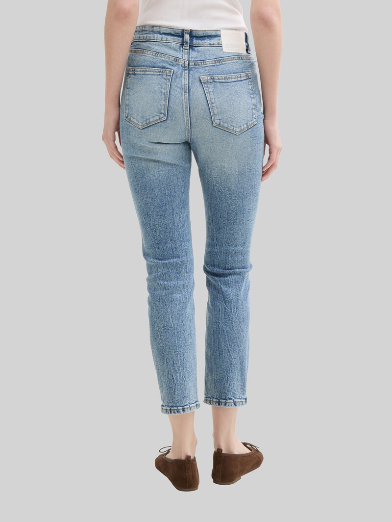 Tom Tailor TTLOTTE SLIM STRAIGHT Jeans mit High Waist - Used Mid Stone Blue Denim