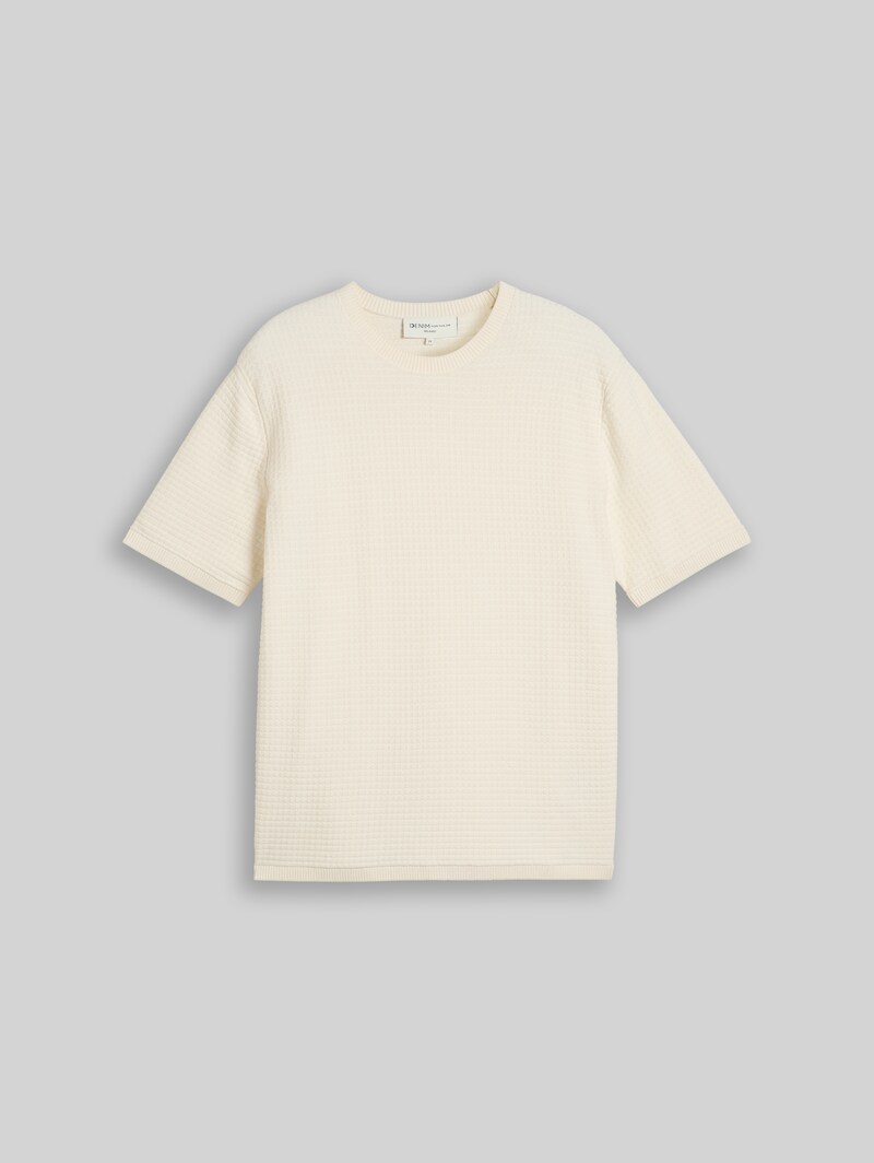 Tom Tailor Relaxed Fit Strickpullover aus Baumwolle - Gardenia White