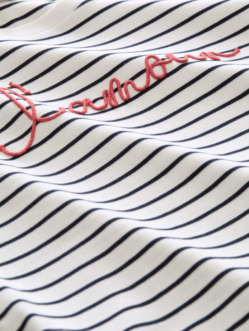 Tom Tailor T-Shirt mit Schriftzug - Navy Offwhite Stripe