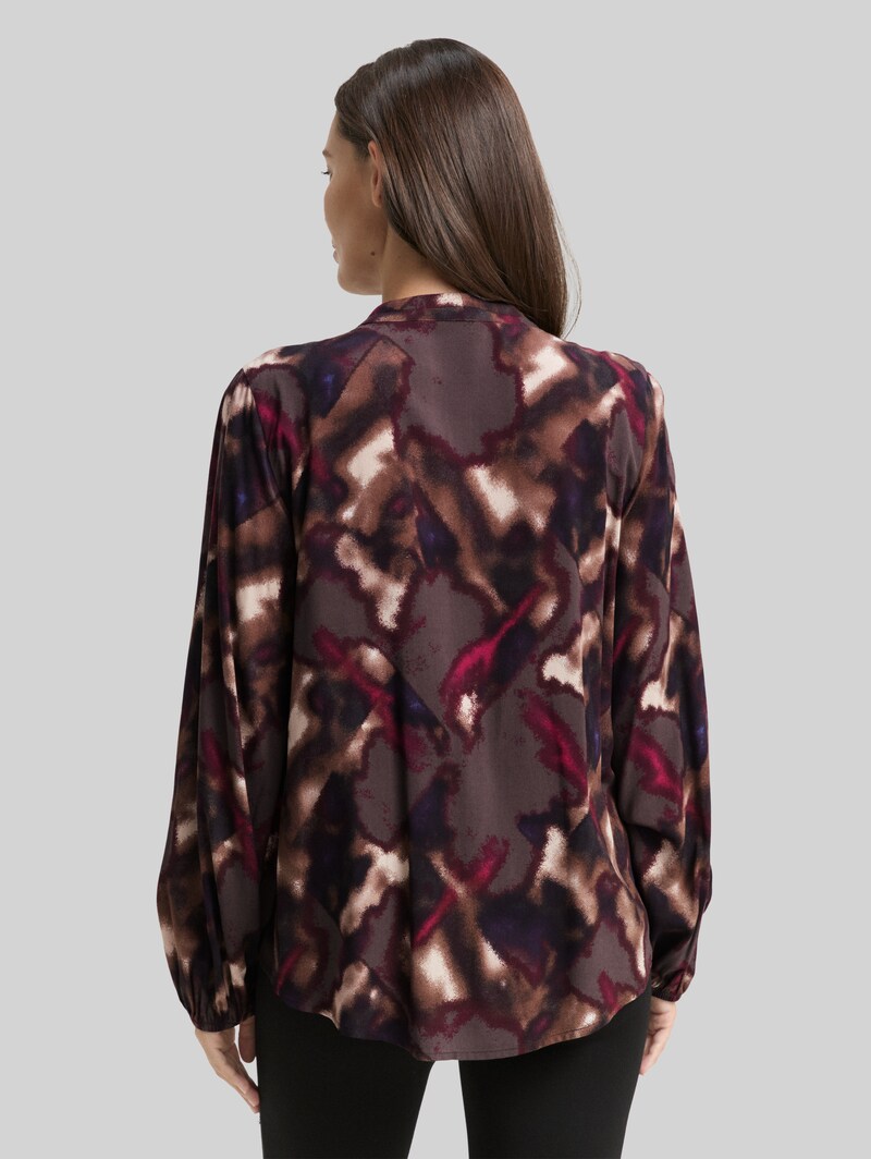 Tom Tailor Bluse mit Muster - Brown Blurry Argyle