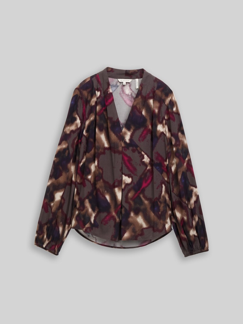 Tom Tailor Bluse mit Muster - Brown Blurry Argyle