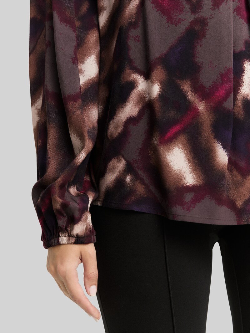 Tom Tailor Bluse mit Muster - Brown Blurry Argyle