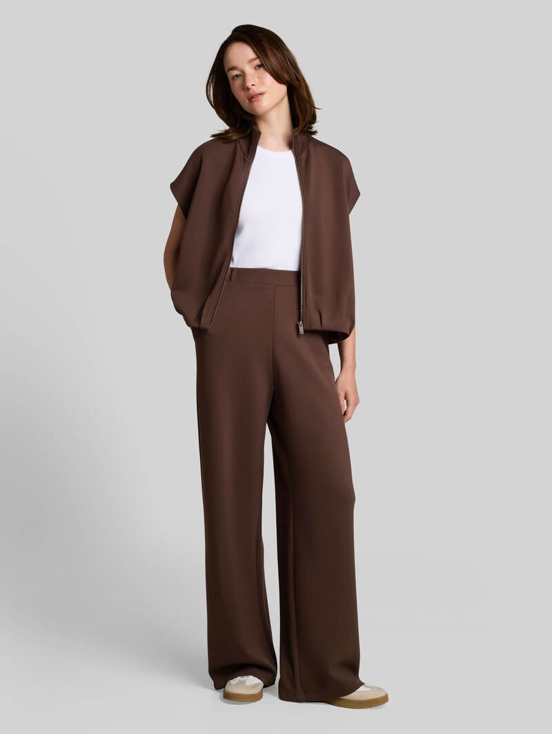 Tom Tailor Scuba Wide Leg Hose - Cool Dark Brown