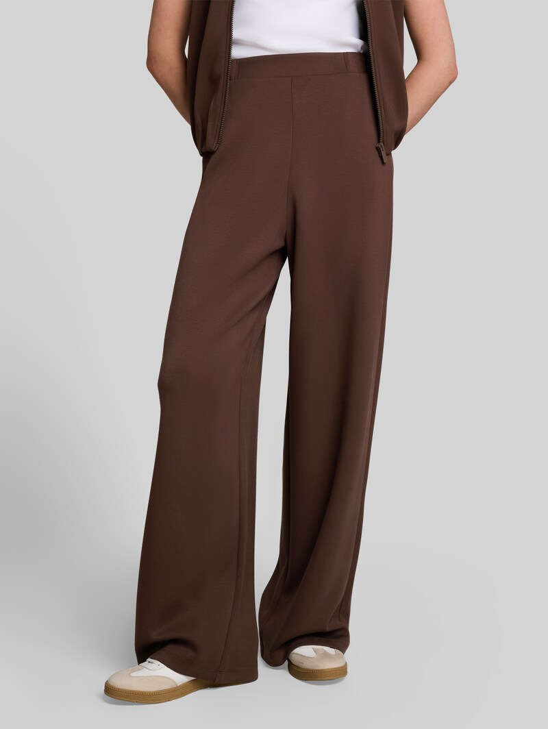 Tom Tailor Scuba Wide Leg Hose - Cool Dark Brown