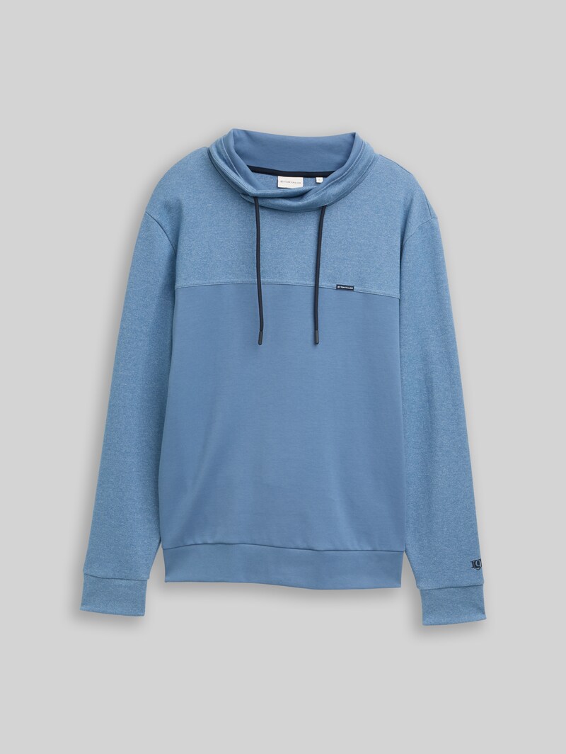 Tom Tailor Snood Sweatshirt mit Struktur-Mix - Blue White Blue Fine Stripe