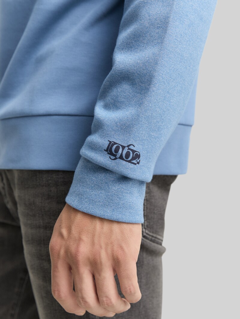Tom Tailor Snood Sweatshirt mit Struktur-Mix - Blue White Blue Fine Stripe