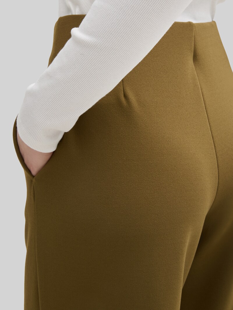 Tom Tailor High Waist Culotte Hose - Golden Olive Green