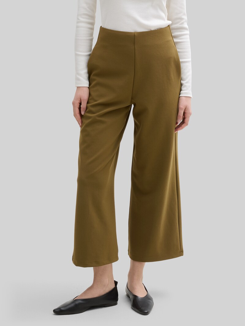Tom Tailor High Waist Culotte Hose - Golden Olive Green