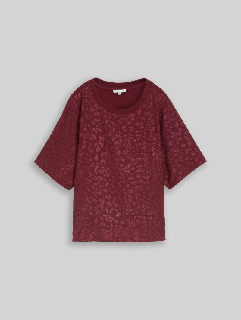 Tom Tailor Boxy Fit T-Shirt mit Leo-Muster - Preppy Plum