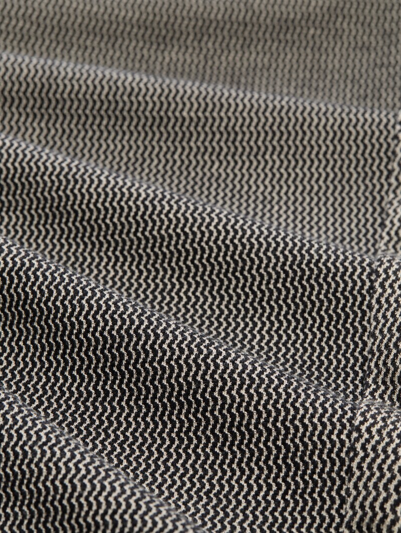 Tom Tailor Loose Slim Jacquard Hose mit Kordelzug - Black Beige Wave Structure