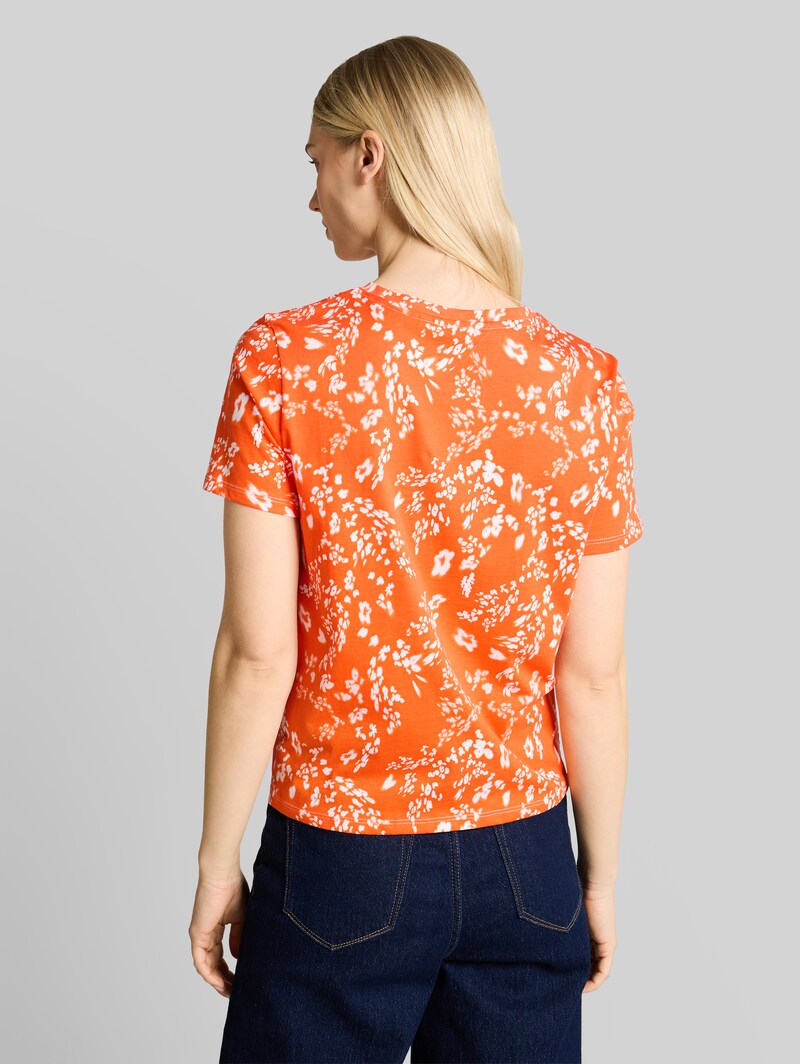 Tom Tailor T-Shirt mit Knotendetail - Red White Flower Print