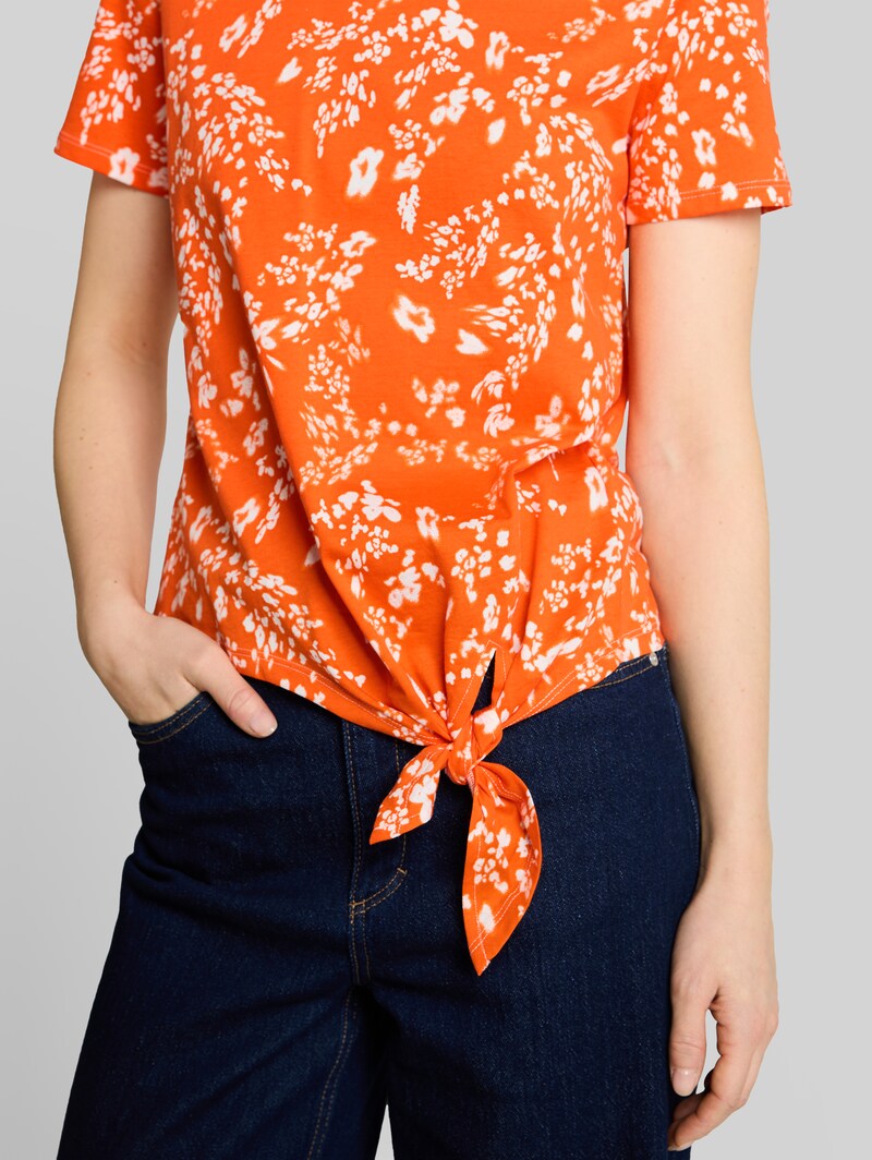 Tom Tailor T-Shirt mit Knotendetail - Red White Flower Print