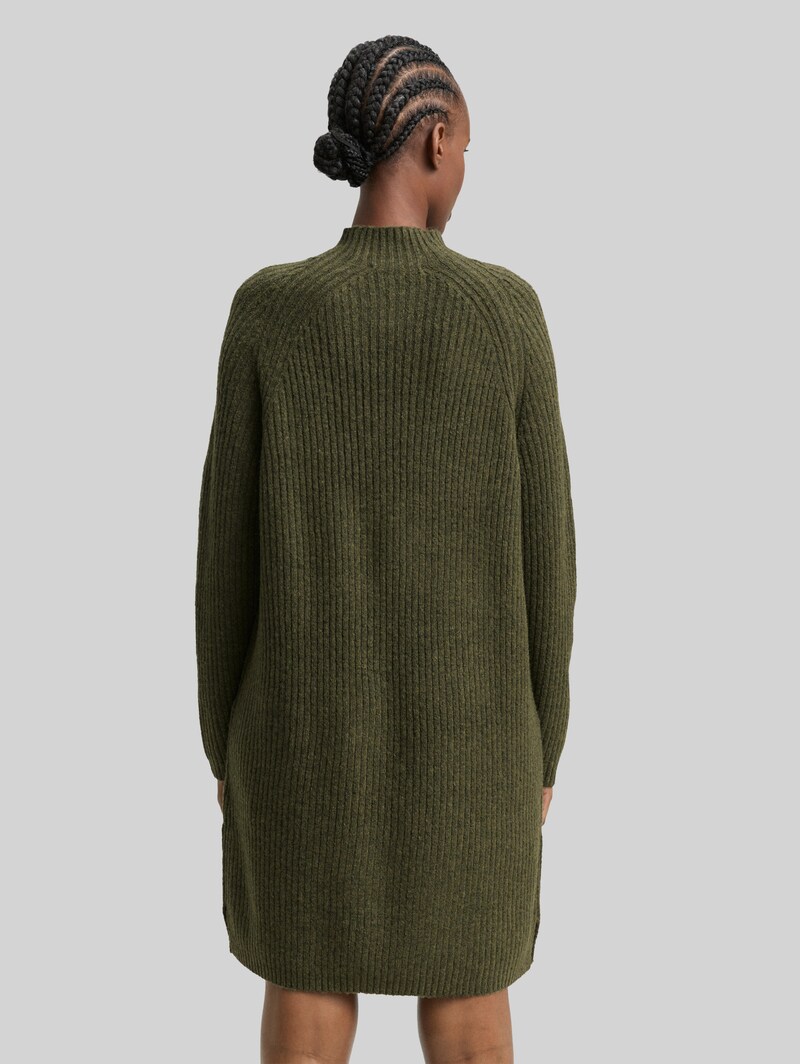 Tom Tailor Strickkleid mit Stehkragen - Grape Leaf Green Melange