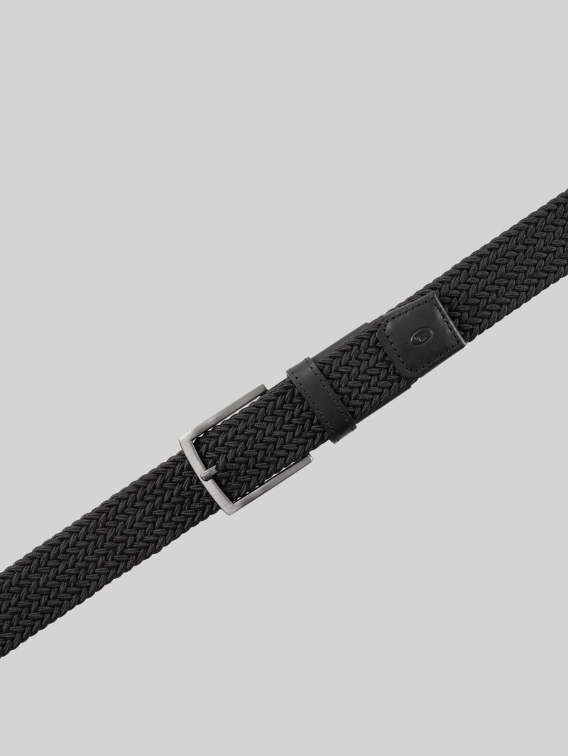 Tom Tailor TTJAMIE Elastischer Flechtgürtel mit eckiger Dornschließe - Black Uni