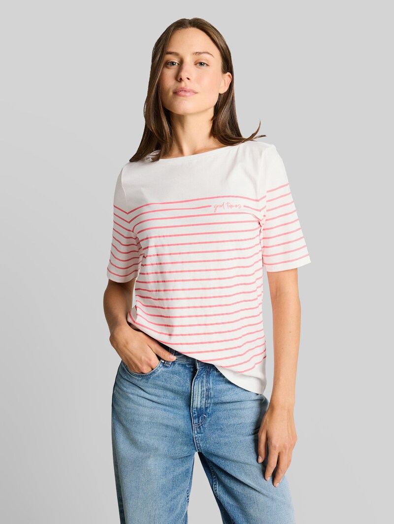 Tom Tailor T-Shirt mit Streifenmuster - Whisper White Tom Tailor T-Shirt mit Streifenmuster - Whisper White