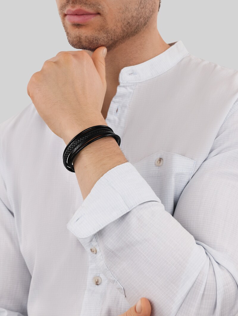 Tom Tailor Gliederarmkette aus Edelstahl schwarz - Black