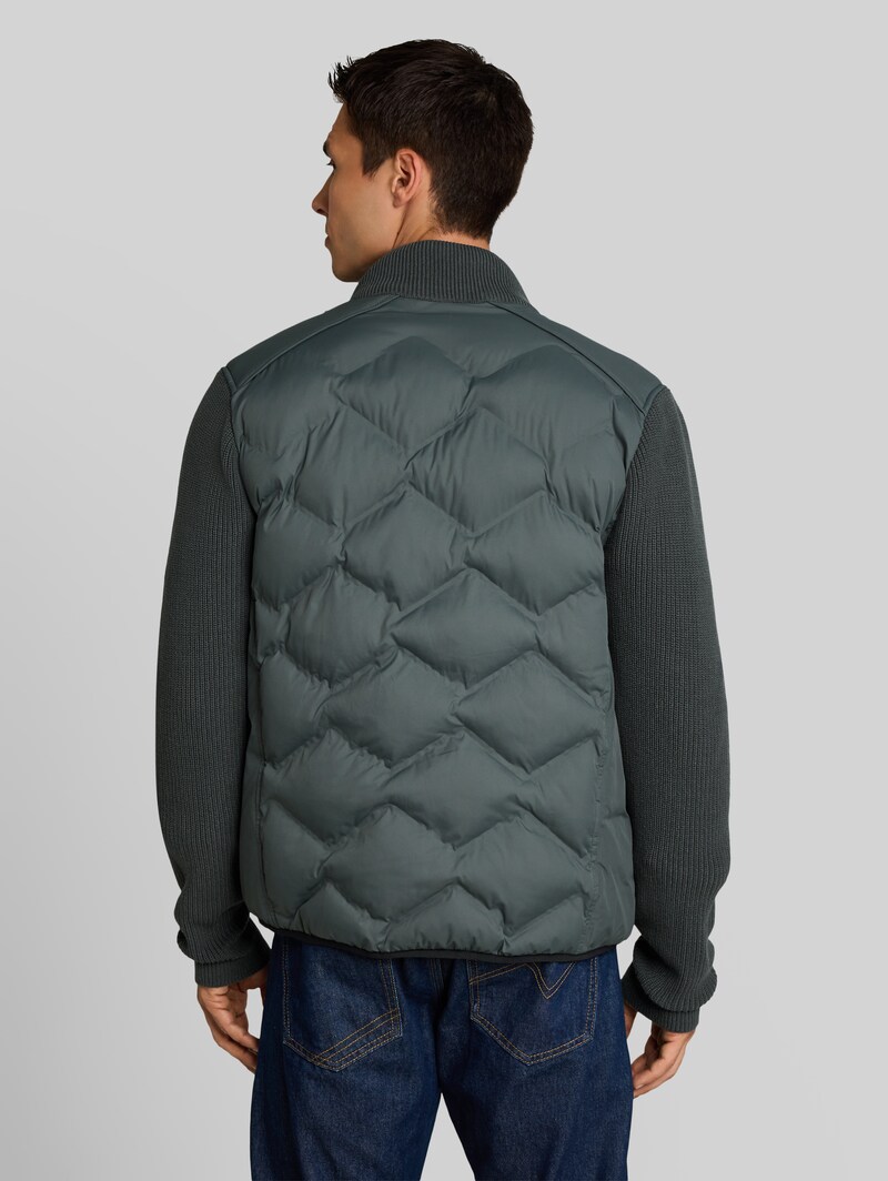Tom Tailor Hybrid Steppjacke mit Strick-Details - Darkest Olive
