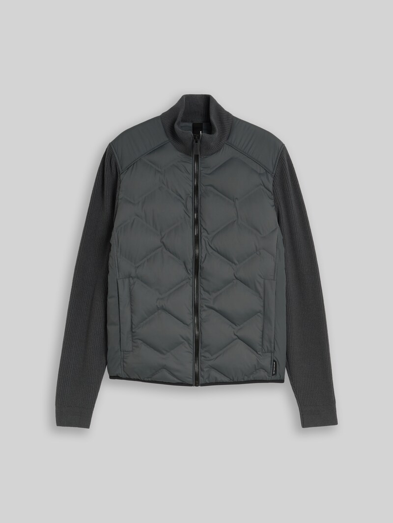 Tom Tailor Hybrid Steppjacke mit Strick-Details - Darkest Olive