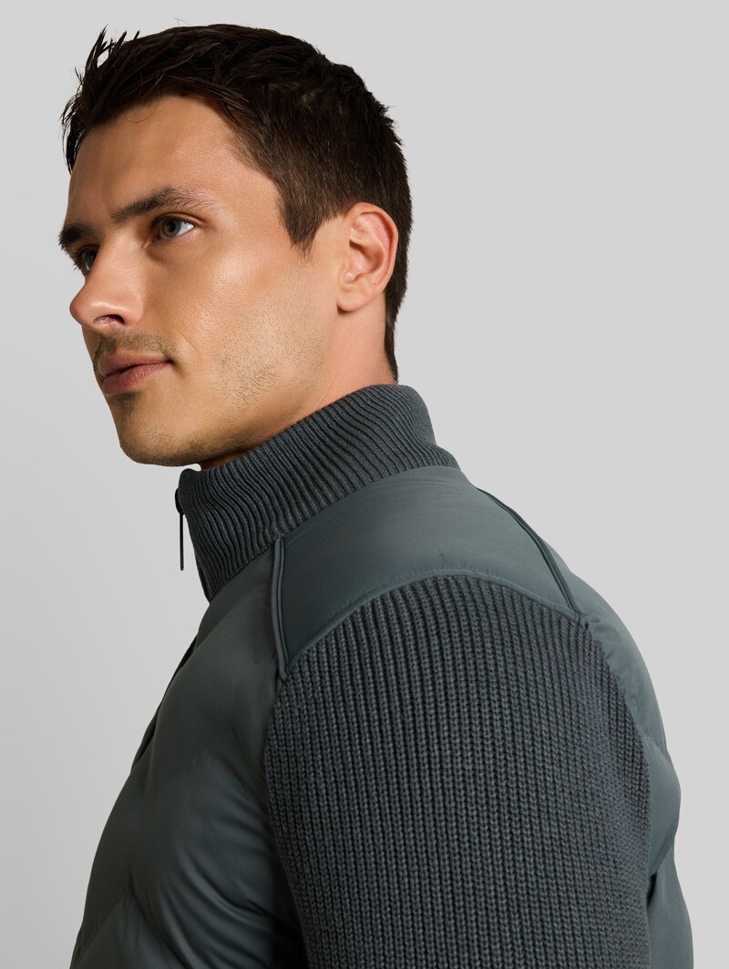 Tom Tailor Hybrid Steppjacke mit Strick-Details - Darkest Olive