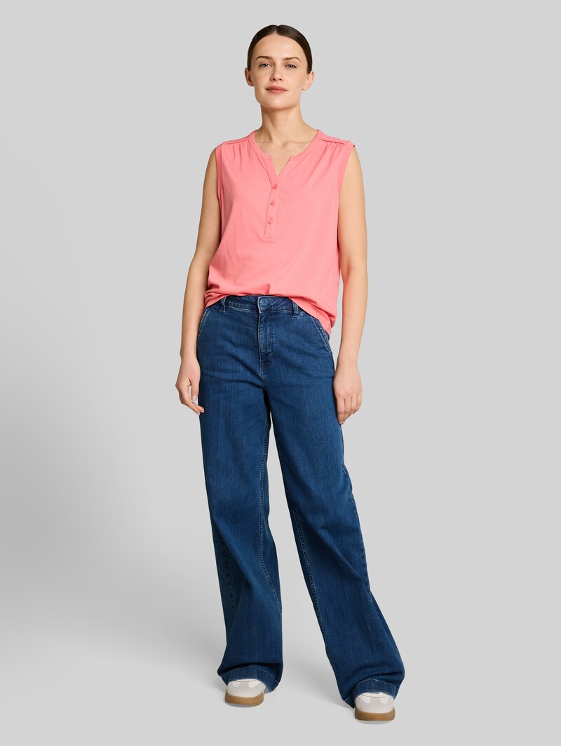 Tom Tailor Henley Top mit Raffungen - Soft Fuchsia Pink
