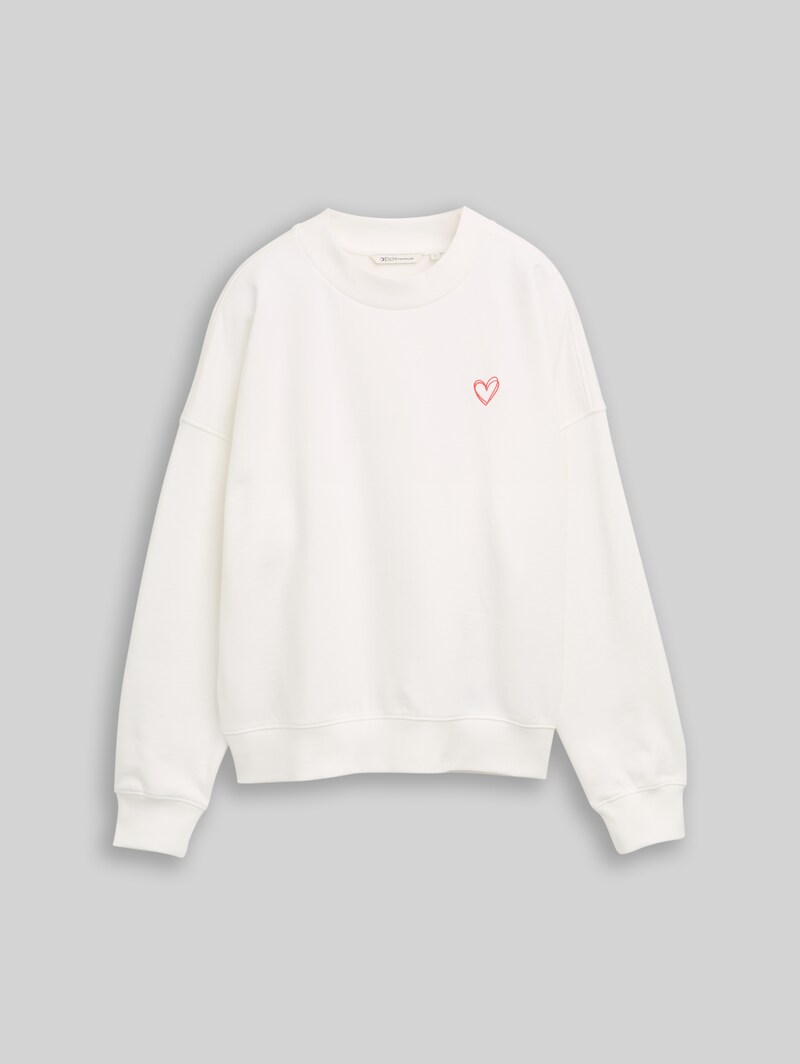 Tom Tailor Sweatshirt mit Herz-Detail - Off White