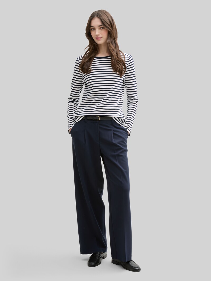 Tom Tailor Langarmshirt mit Streifenmuster - Navy White Stripe