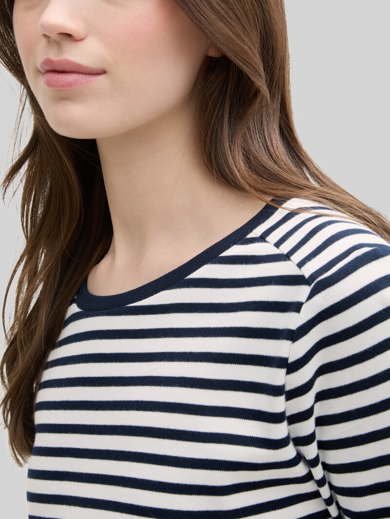 Tom Tailor Langarmshirt mit Streifenmuster - Navy White Stripe