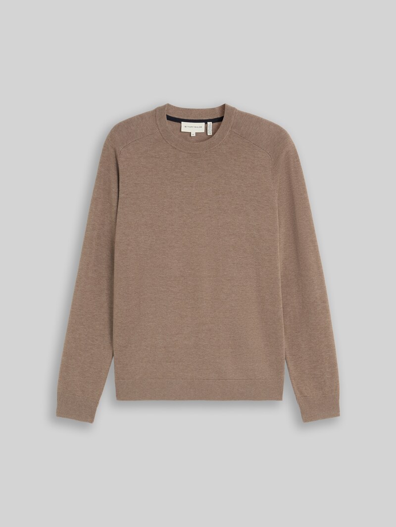 Tom Tailor Strickpullover mit Seidenanteil - Driftwood Taupe