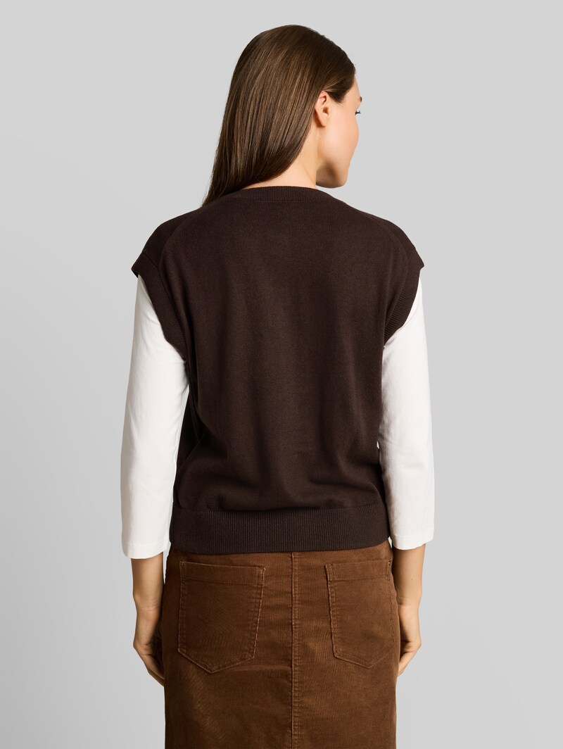 Tom Tailor Pullunder mit Kaschmir-Anteil - Java Dark Brown Melange