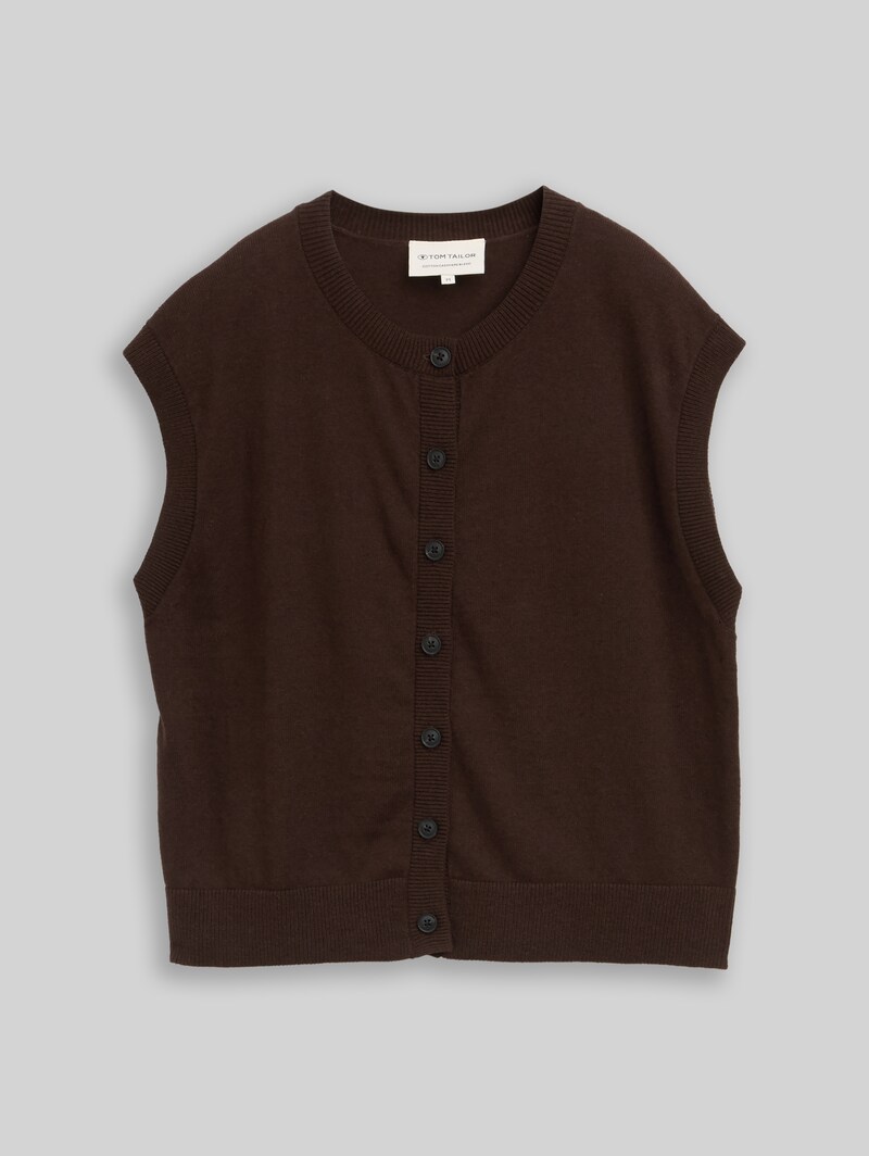 Tom Tailor Pullunder mit Kaschmir-Anteil - Java Dark Brown Melange