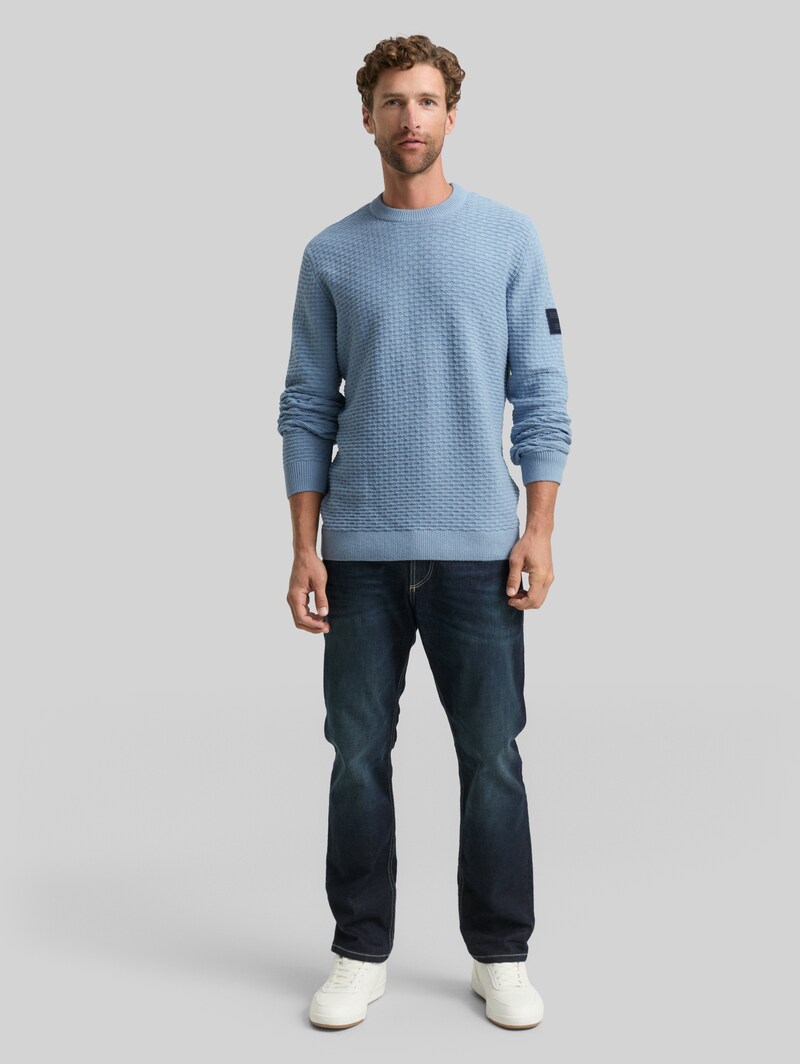 Tom Tailor Strickpullover mit Rundhalsausschnitt - Faded Denim Blue