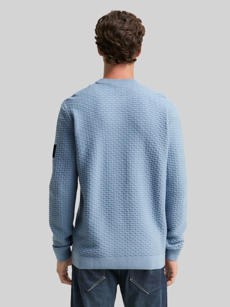 Tom Tailor Strickpullover mit Rundhalsausschnitt - Faded Denim Blue