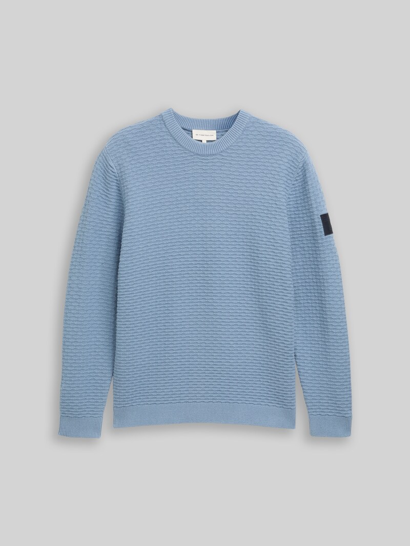 Tom Tailor Strickpullover mit Rundhalsausschnitt - Faded Denim Blue
