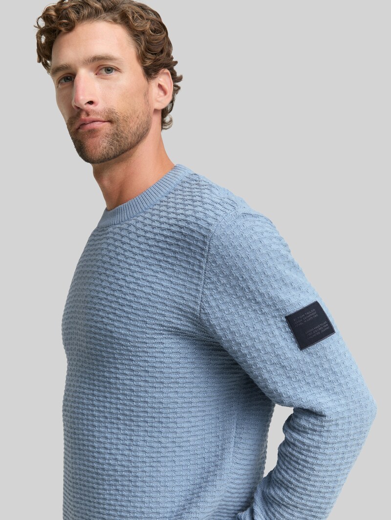 Tom Tailor Strickpullover mit Rundhalsausschnitt - Faded Denim Blue